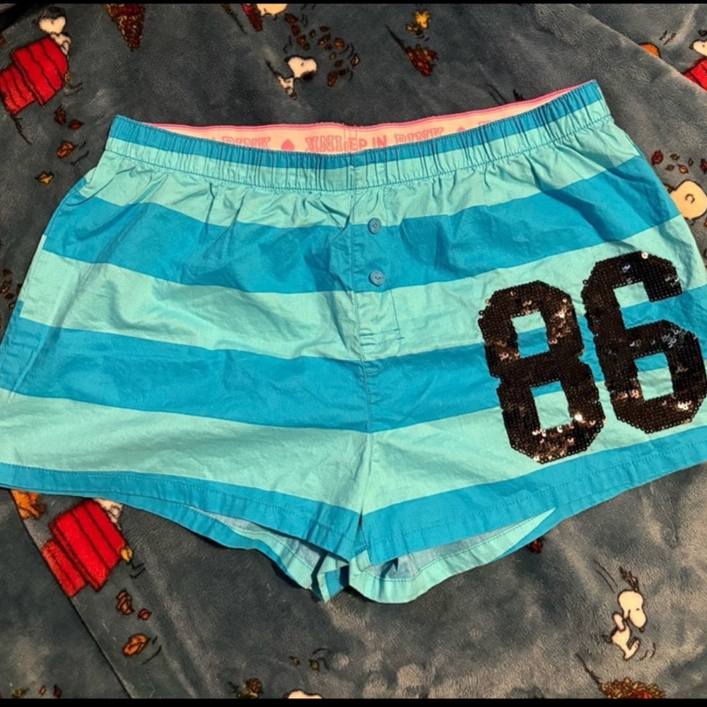 Victoria's Secret Blue Striped Shorts with Sequin 86